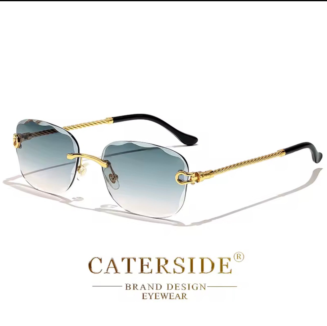 Lunettes de Soleil Rétro CATERSIDE - Sans Monture Verres Taillés Dégradés UV400