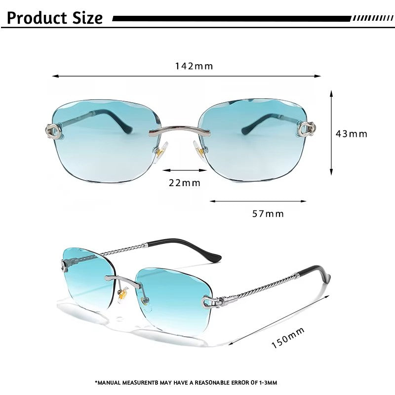 VizioX Lunettes de Soleil Rétro Sans Monture - Homme & Femme - UV400 - Verres Dégradés Taillés