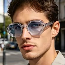 VizioX Lunettes de Soleil Polygonales - Homme & Femme - UV400 - Verres Dégradés