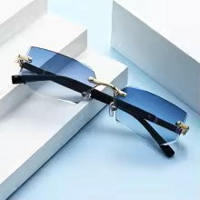 VizioX Lunettes de Soleil Rectangulaires Sans Monture Y2K - Homme & Femme - UV400 Vintage