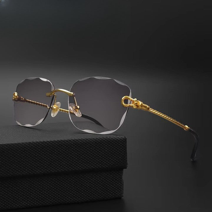 VizioX Lunettes de Soleil Rétro Sans Monture - Homme & Femme - UV400 - Verres Dégradés Taillés