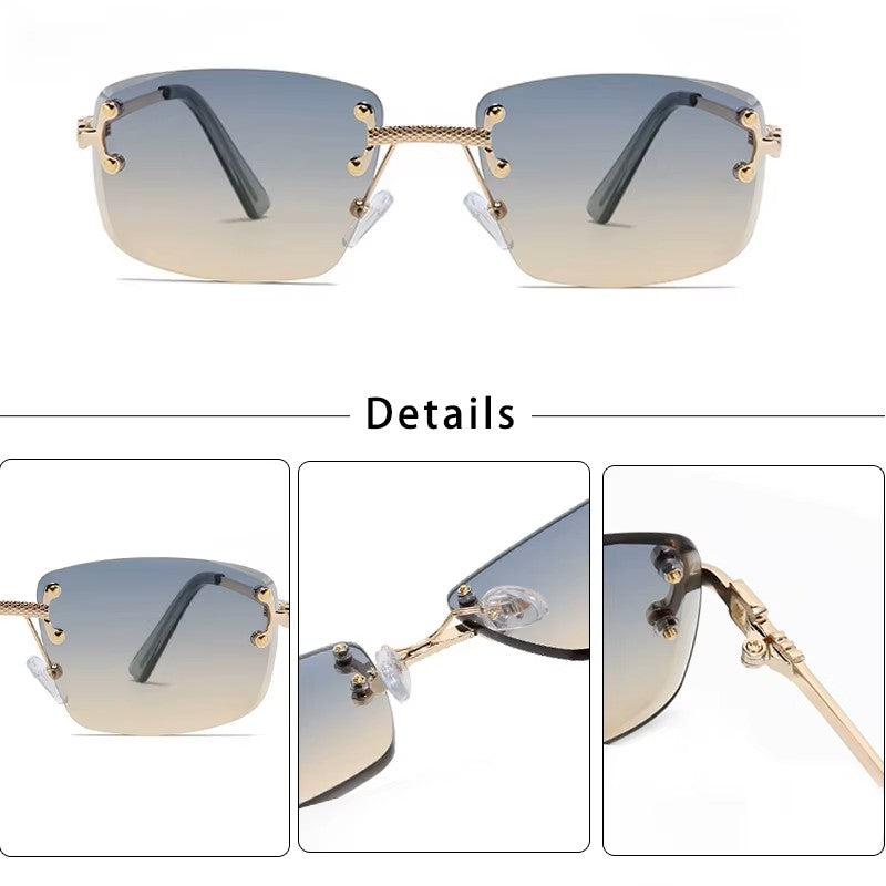VizioX Lunettes de Soleil Punk Rectangle Sans Monture - Homme & Femme - UV400 Sport 2024