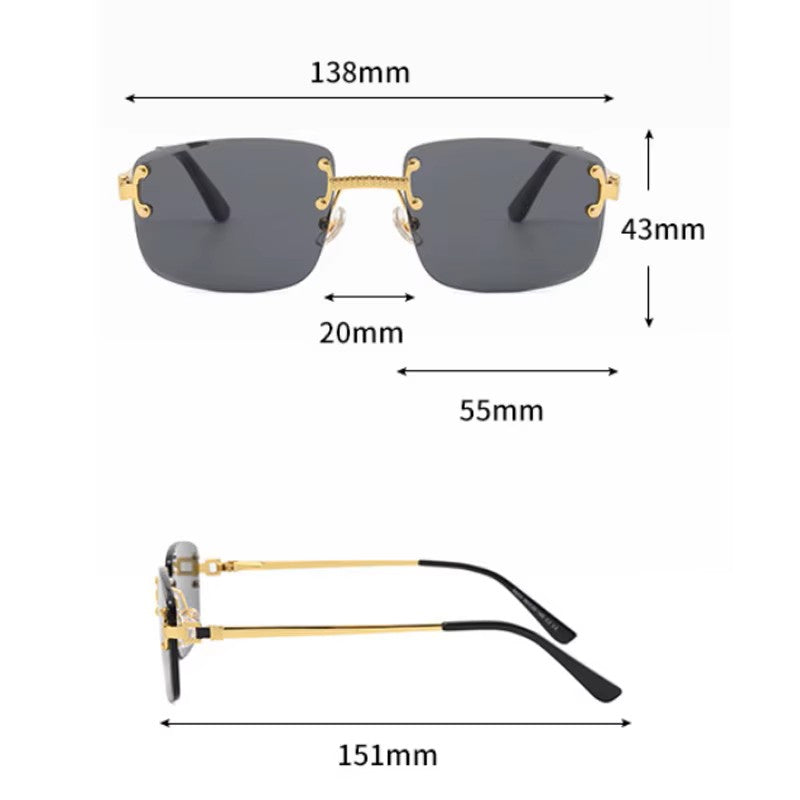 VizioX Lunettes de Soleil Punk Rectangle Sans Monture - Homme & Femme - UV400 Sport 2024